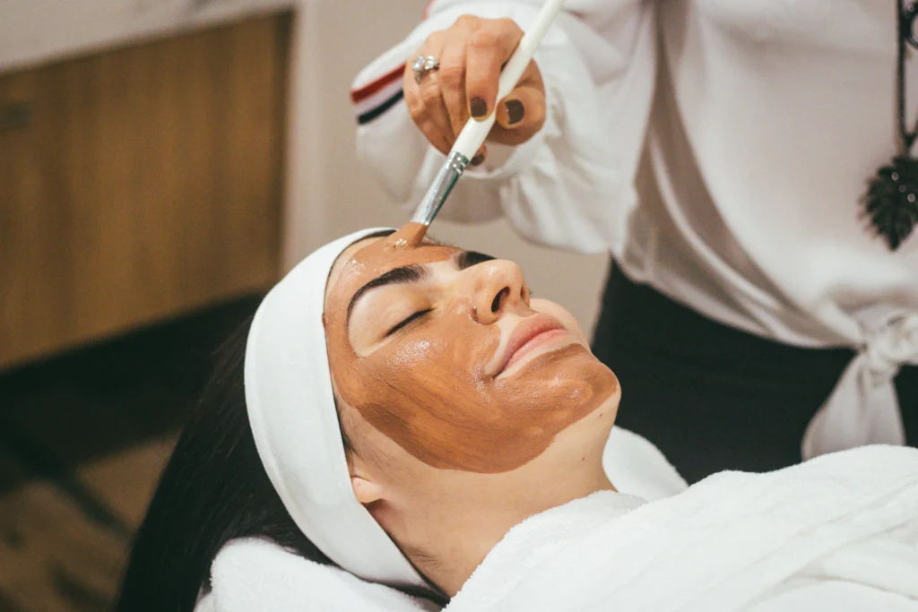Facial mask applied with a brush